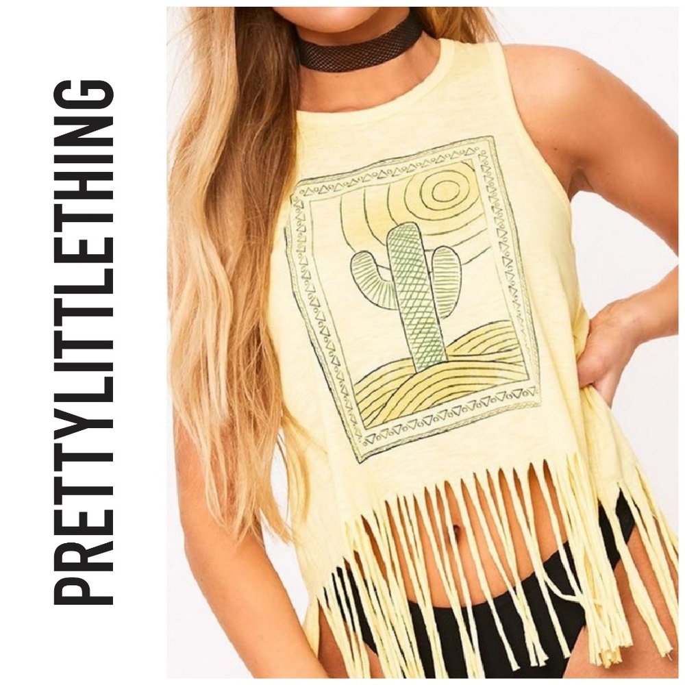 PrettyLittleThing Cactus Tassle Tank Top (Medium)